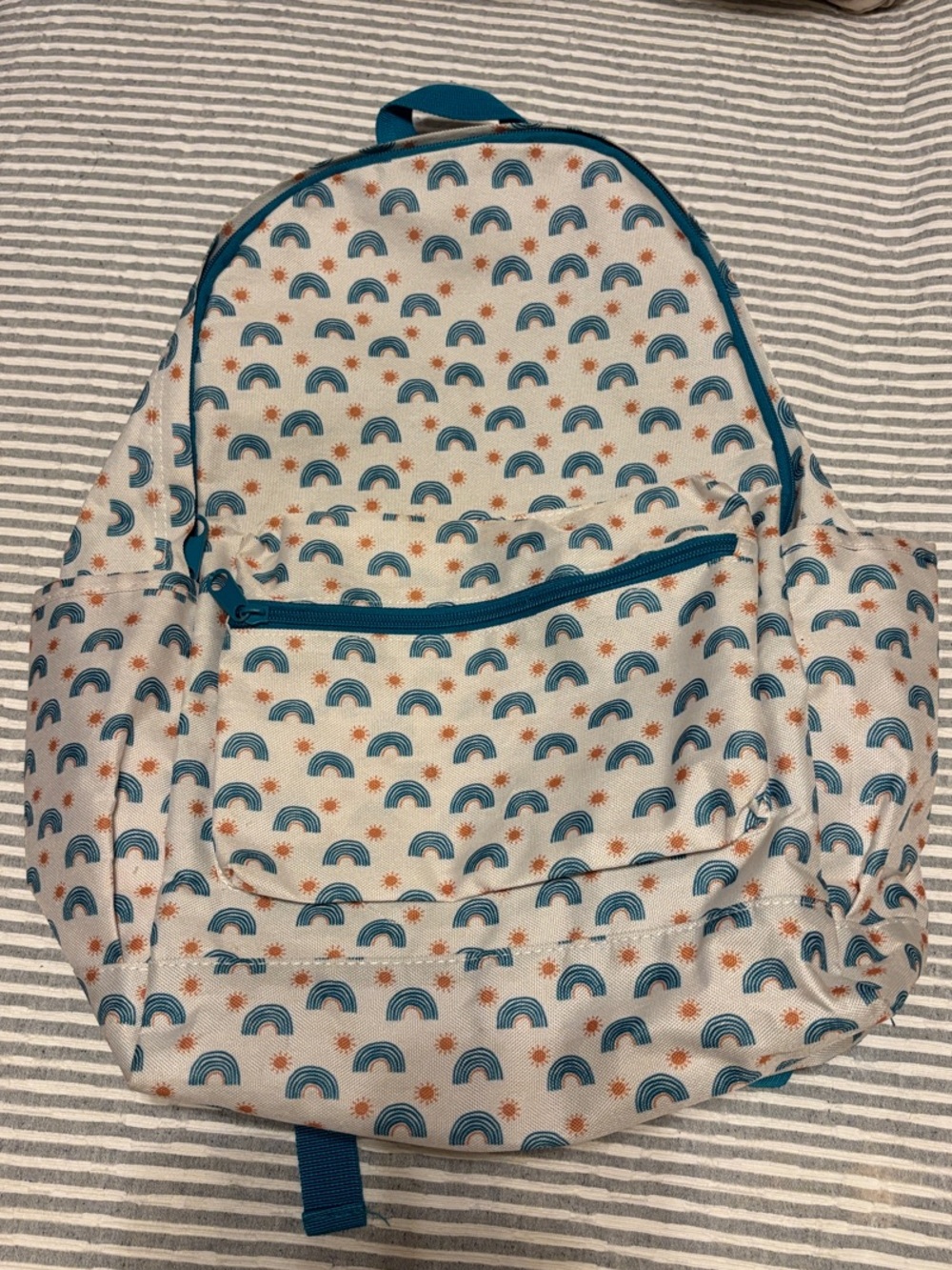 Kids Rainbow Print Backpack with Teal Trim